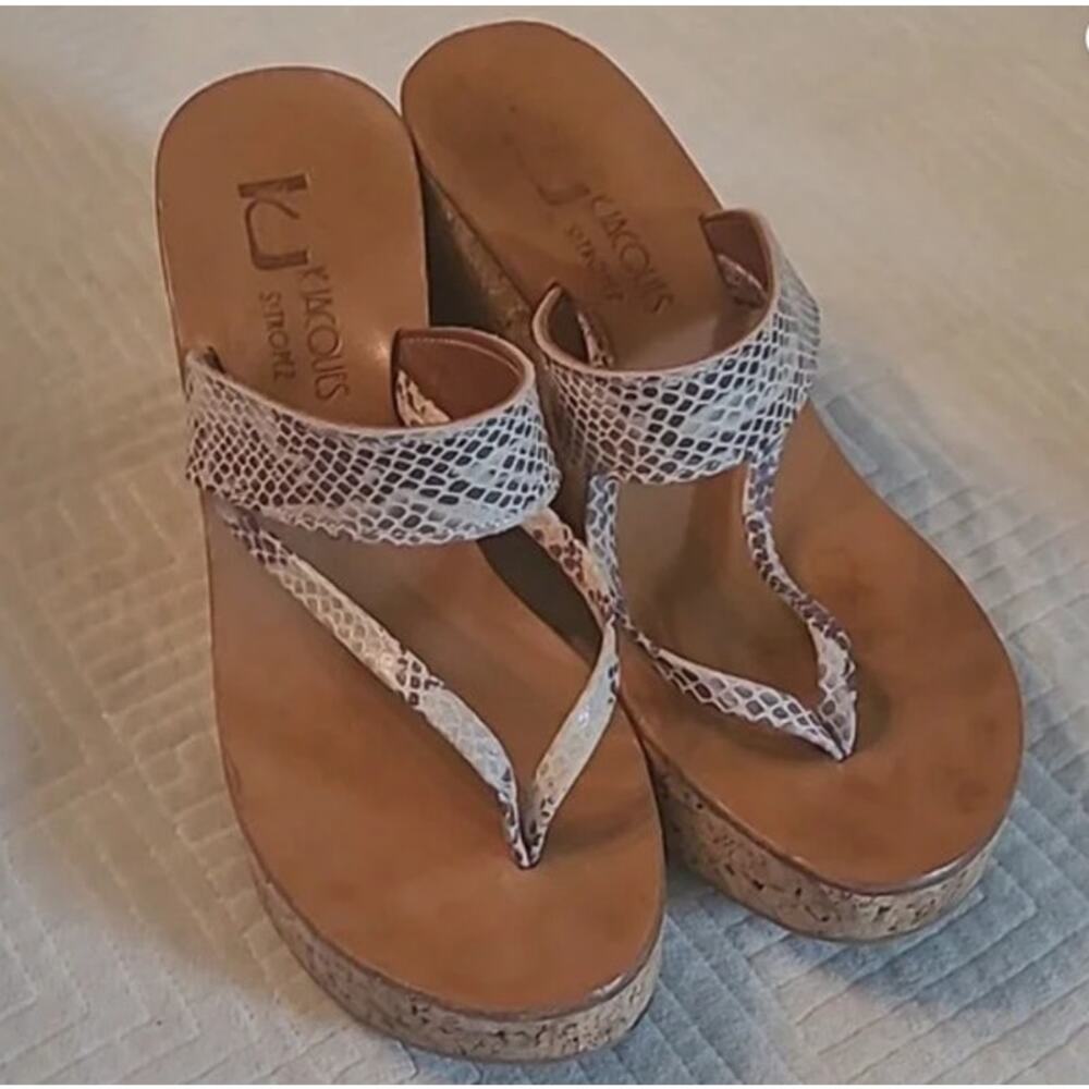 K Jacques Python Print Wedges Sz 9 Pristine! - image 3